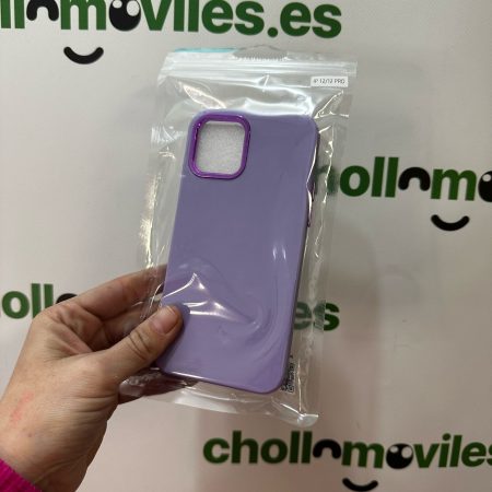Funda iPhone 12/12 Pro Purpura Bordes Camara Aluminio