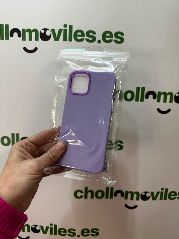 Funda iPhone 12/12 Pro Purpura Bordes Camara Aluminio