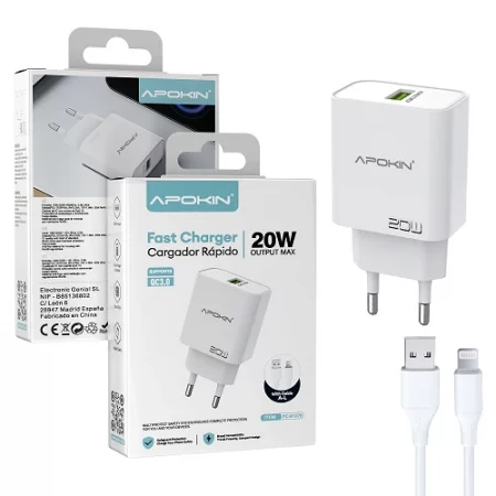 CARGADOR 20W (Cabeza + cable lightning)
